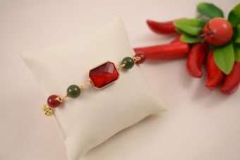 Bracciale Ornella verde e rosso