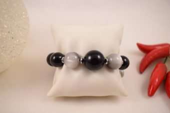 Alternative view of Bracciale Nadia nero-grigio