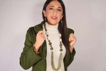 Collana Jennifer verde oliva-marrone dorato
