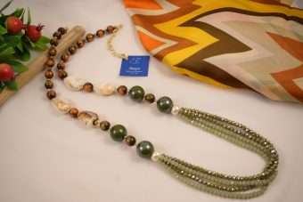 Alternative view of Collana Jennifer verde oliva-marrone dorato