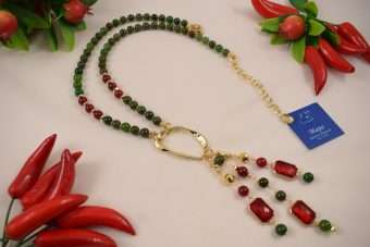 Collana Ornella verde oliva-rosso