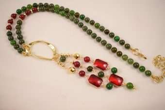 Alternative view of Collana Ornella verde oliva-rosso