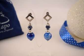 Orecchini Luna royal blu e argentati