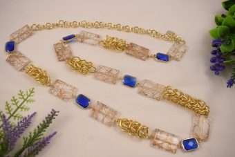 Collana Romina blu elettrico-dorato