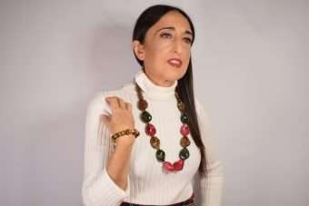 Collana Lola marrone-rosso-verde bosco