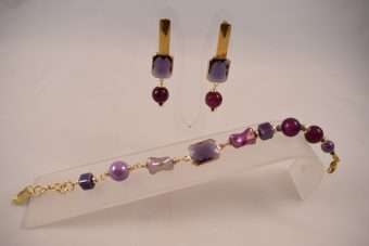 Completo Maddy bracciale e orecchini viola