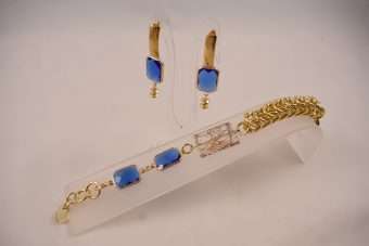 Completo Romina bracciale e orecchini blu elettrico