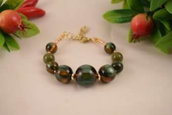 Bracciale Gaia verde con sfumature arancio ambrato