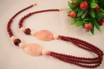 Collana Jennifer rosso bordeaux e rosa