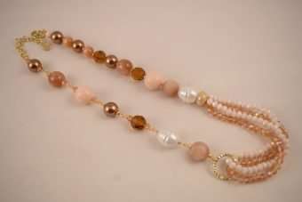 Alternative view of Collana Maddy rosa antico, ambra, bronzato