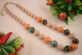 Collana Fiamma beige-verde-senape