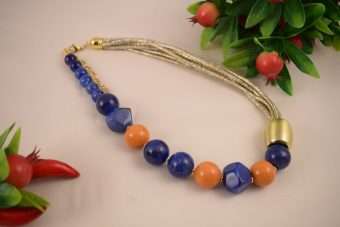 Collana Bea royal blu e giallo senape