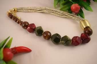 Collana Bea marrone, rosso e verde