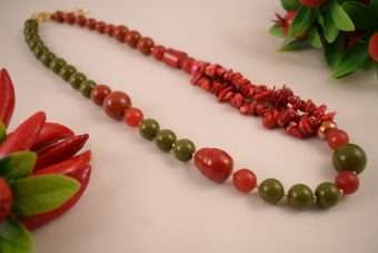 Collana Marion verde-rosso- terracotta