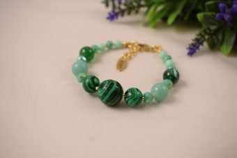 Bracciale Gaia verde malachite e Tiffany