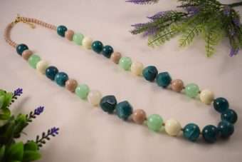 Collana Fiamma verde ottanio-verde menta-bianco