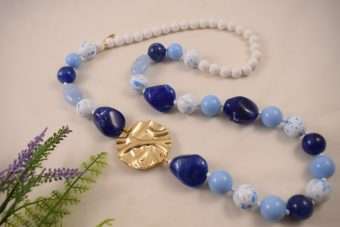 Alternative view of Collana Fiamma bianca-celeste-blu