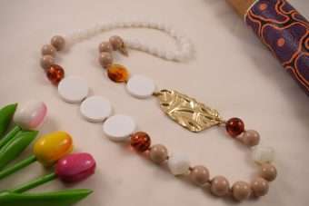 Collana Fiamma bianca-ambra