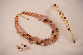 Completo Lucilla ambra-champagne-rosa
