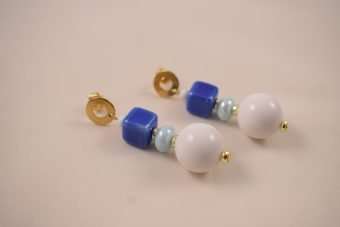 Alternative view of Orecchini Fiametta blu- celeste- bianco