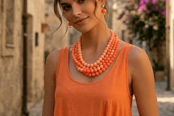 Completo Stella arancio, corallo, rosa cipria