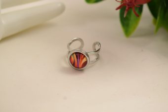Anello Fiore argentato arancione