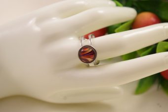 Alternative view of Anello Fiore argentato arancione