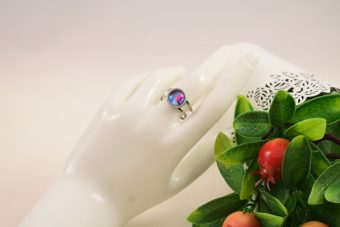 Anello Fiore argentato blu