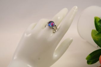 Alternative view of Anello Fiore argentato blu