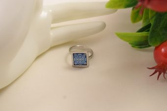 Anello Fantasy blu argentato