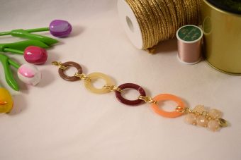 Alternative view of Bracciale Milù marrone, bianco crema, rosso borgogna, salmone