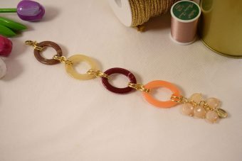 Bracciale Milù marrone, bianco crema, rosso borgogna, salmone