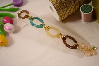 Bracciale Milù marrone, verde, bianco crema, rosso