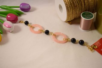 Alternative view of Bracciale Milù rosa e nero