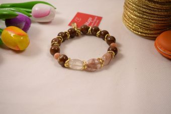 Alternative view of Bracciale Lucilla marrone-rosa