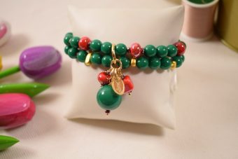 Bracciale Laura verde-rosso