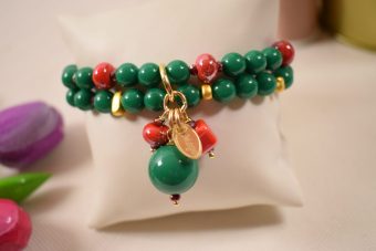 Alternative view of Bracciale Laura verde-rosso