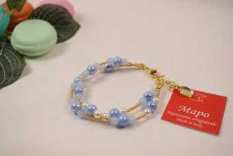 Alternative view of Bracciale Gaia celeste e dorato