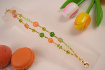 Bracciale Gaia arancione, verde e dorato