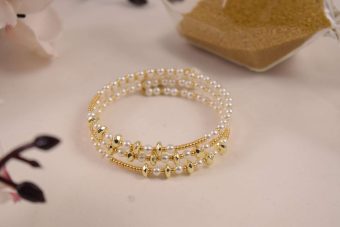 Alternative view of Bracciale Doris bianco perle dorato