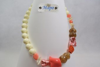 Alternative view of Collana Corinna bianco crema-corallo corta