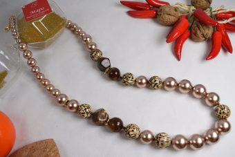 Collana Laura lunga animalier dorato-bronzo