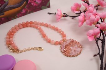 Alternative view of Collana Doris rosa e ramata