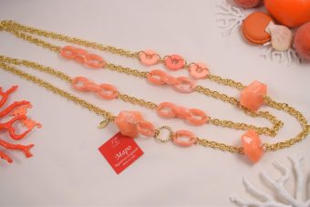 Collana Simonetta lunga rosa corallo