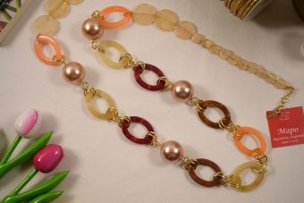 Collana Milù bianco crema-rosso borgogna-marrone-salmone