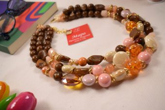 Collana Lucilla marrone-rosa