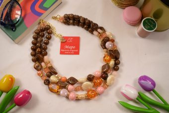 Alternative view of Collana Lucilla marrone-rosa