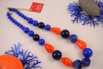 Collana Ale blu elettrico-arancione