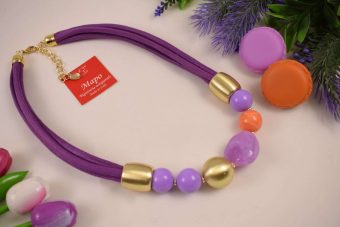 Alternative view of Collana Betty viola, lilla e arancione