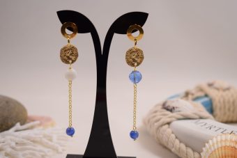 Orecchini Luna azzurri e bianchi